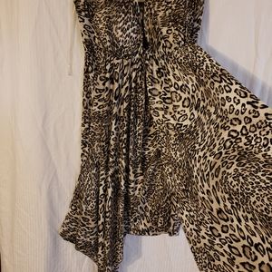 GREY LEOPARD KNEE LENGTH DRESS